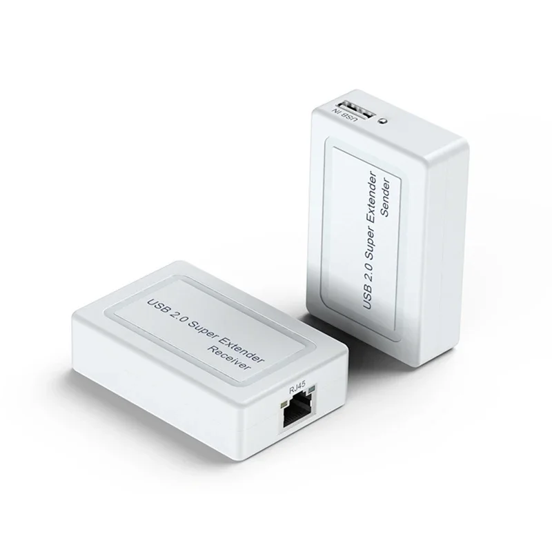 Real 2 Port USB 2.0 Rj45 Ethernet Extender Hub Adapter Over Cat5e Cat6 Network C