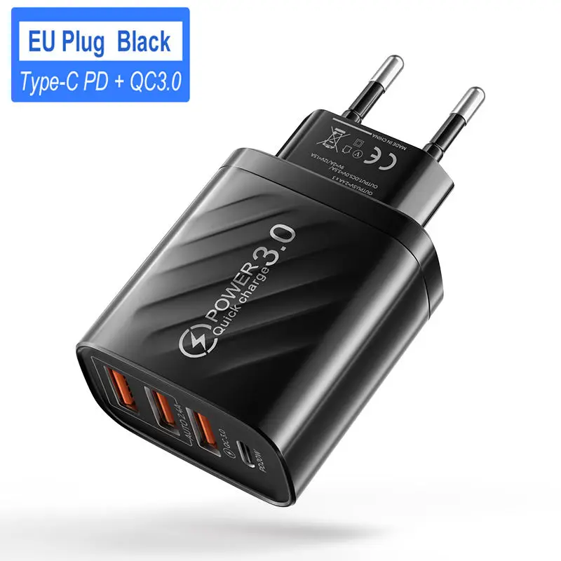 Caricabatterie Usb A 4 Porte Tipo C Ricarica Rapida Pd Qc 3.0 Per Samsung Xiaomi Mi10 Adattatore Per Caricabatterie Huawei Per Smartphone Ricarica Rap
