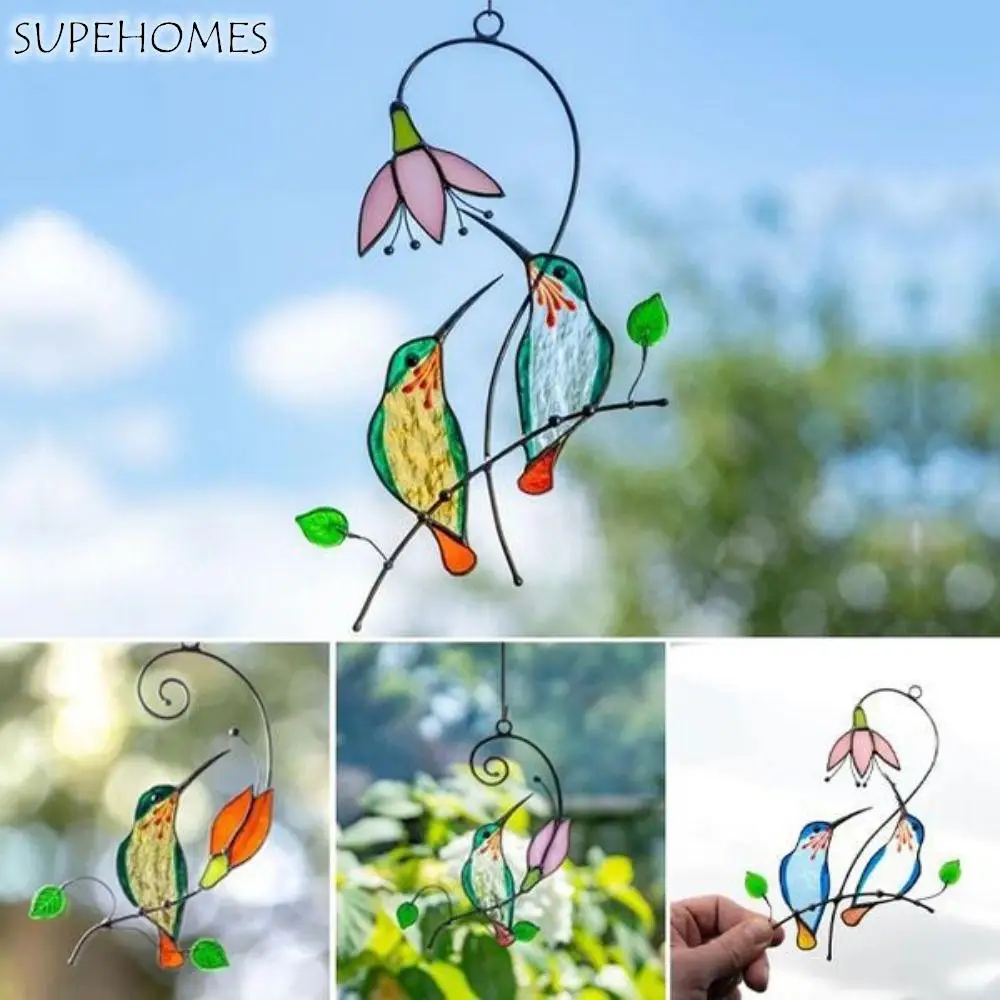 

Metal Stained Wind Chimes Pastoral Sunshade Alloy Garden Pendant Hummingbird Bird Ornaments Art Hanging