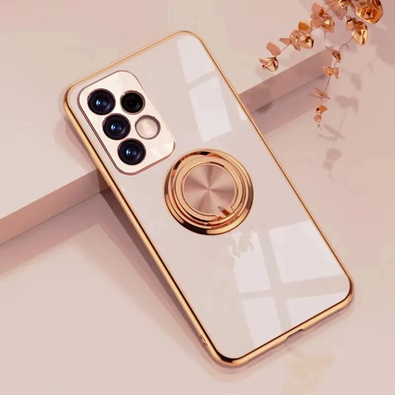 Enhanced Plating Metal Ring Holder Phone Case with 5G Compatibility