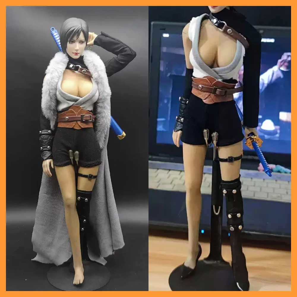 

1/6 Scale Bai Yuekui Cos Cltohes Suit Long Fur Collar Shawl Deep-V Tops Shorts Overknee Sock with Weapon for 12" Action Figure