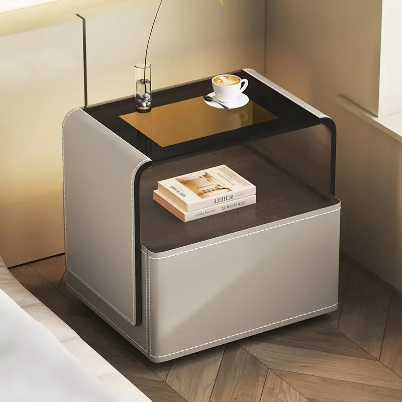 Solid Wood Bedroom Bedside Table Bedside Table Living Room Sofa Sensor Lamp Storage Storage Cabinet Side Cabinets