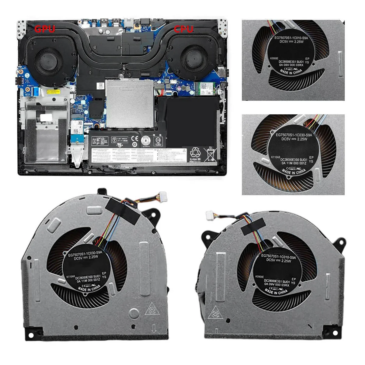 Laptop CPU GPU Cooling Fan for Legion Y7000- Y540-15IRH 5F10S13886 DC28000E3F1
