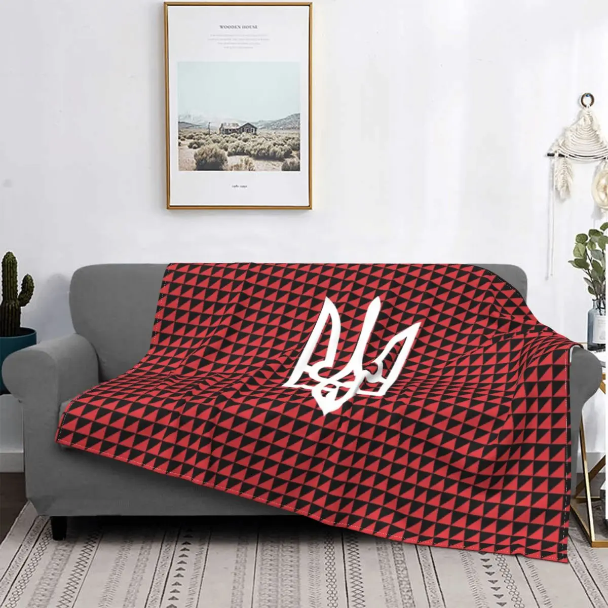 

Fleece Ukraine Emblem Flag Throw Blanket Warm Flannel Tryzub Ukrainian Proud Blankets for Bedding Travel Couch Bedspreads