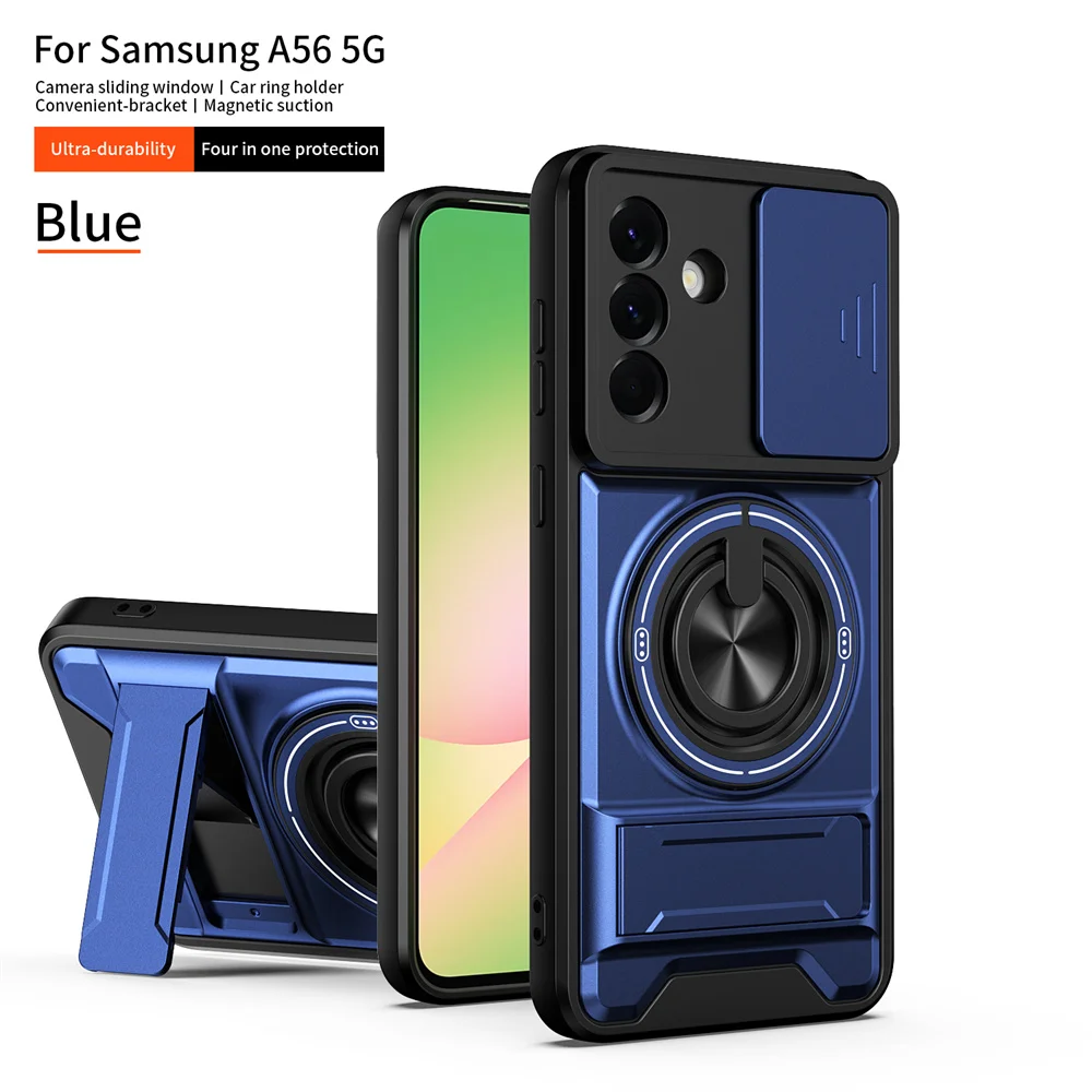 Magnetic Ring Holder Phone Case with Slide Camera Protection and 5G Compatibility