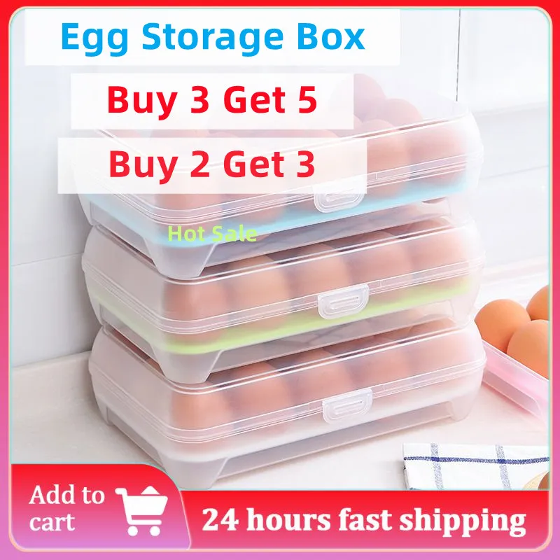 

1/3/5PCS 15-Grid Egg Storage Box Home Kitchen Supplies Refrigerator Egg Container Fresh-Keeping Box Tray Multi-Layer Plastic