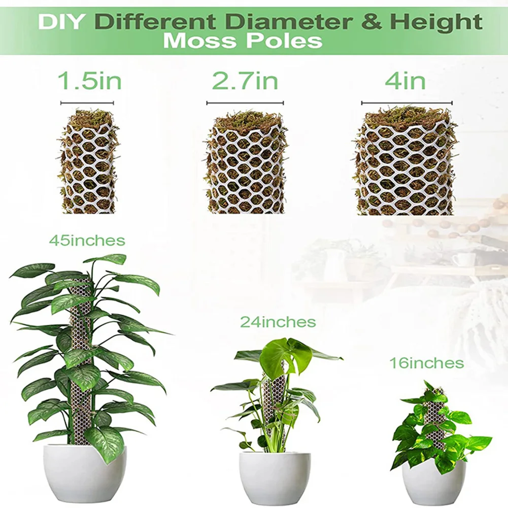

Moss Stick Kit Mesh Moss Pole DIY Moss Monstera Pole For Climbing Brackets For Garden Potted Monstera Supports Useful