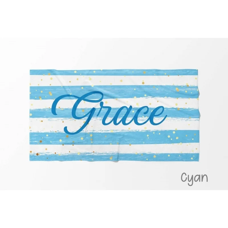 Personalized Beach Towel Microfiber Print Letter Towel Creative Colorful Glitter Stripe Summer Bath Towel 2024 New for Pool 4
