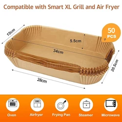 100 - Pack Disposable Air Fryer Liners - Rectangle Parchment Paper (50pcs)