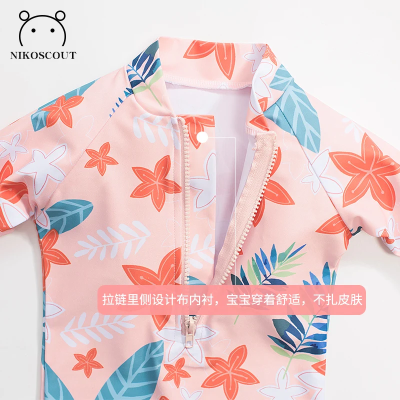 Girls Swimsuit Children's Long-Sleeved Swimsuit Bottoms Children's Toddler Baby One-Piece Sun Protection