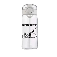Anime Snoopy Cup Cartoon Drinking Cup Plastic Transparent Hand Children's Men and Women New Cute Direct Drinking Cup with Straw 2