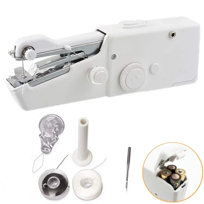 Portable Hand Mini Sewing Machine Quick Handy Stitch Sew Needlework Cordless Clothes Fabrics Household Electric Sewing Machine