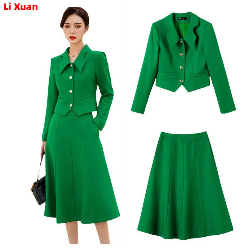 

High Quality Spring Autumn Long Skirt Blazer Sets Outfits Female Formal Business Korean Womens Office Ladies Work Jacket Suit