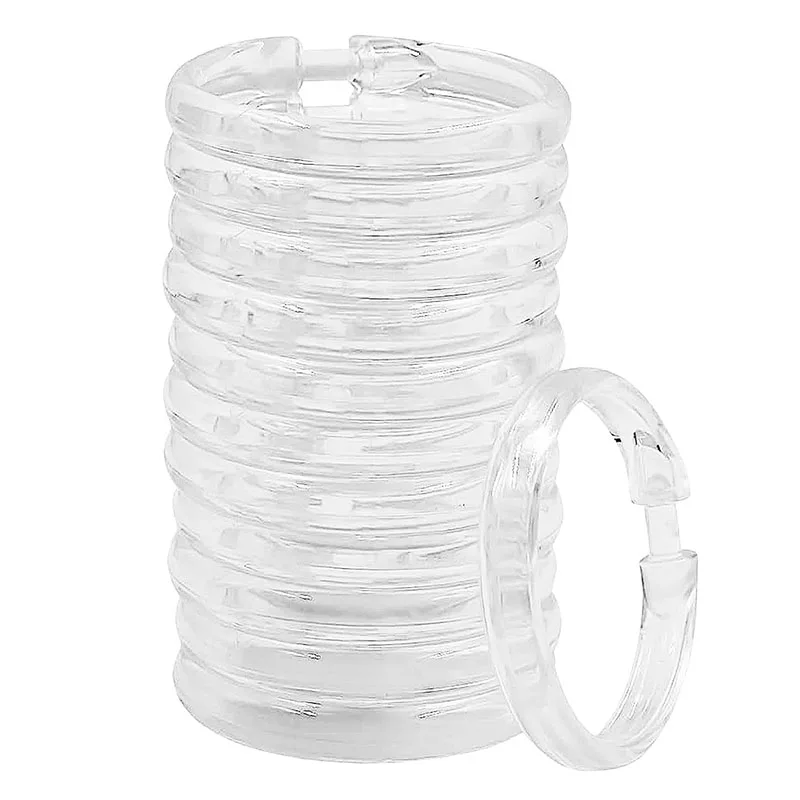 12 قطعة حلقات ستارة الدش البلاستيكية دش الستار السنانير حلقات على شكل حرف O هوك الانزلاق بسهولة على قضيب دش الحمام