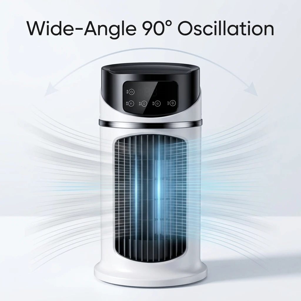 6-Speed Quiet Evaporative Air Cooler, Portable Desktop Cooling Fan with Humidification, Personal Air Conditioner for Home Office 3