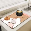 Cartoon rabbit illustration Printed Dish Drying Mat Super Absorbent Coffee Drain Pad Tableware Quick Dry Rug 6