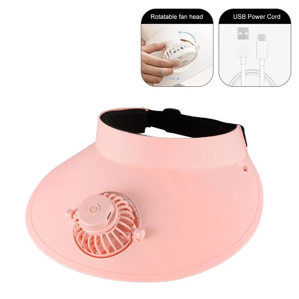 USB Charging Peaked Cap Fan Rotatable Sun Protection Hat Fan 3 Wind Speed Cooling Fan Hat Wide Brim for Women/Men/Children