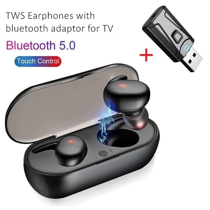 

Wireless Earphones Sports Waterproof TWS Bluetooth Earbuds USB TV Adaptor Use For Television with Mic Touch Control TWS Earpiece