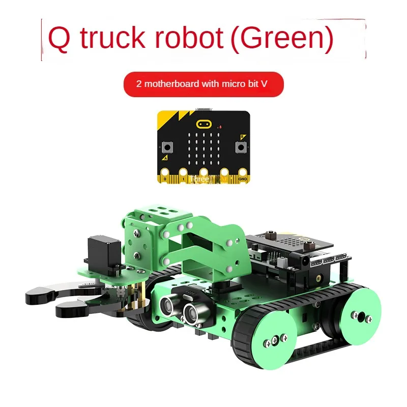 Microbit Robot Car Graphical Programmable Robot Qtruck For Microbit V2 DIY Kit Education Starter Kit Crawler Trace RC Tank