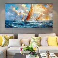 Mintura,100% Handpainted Knife Sailboat Landscape Oil Painting,Modern Home Decor,Wall Art Picture,Abstract Texture Canvas Poster 2