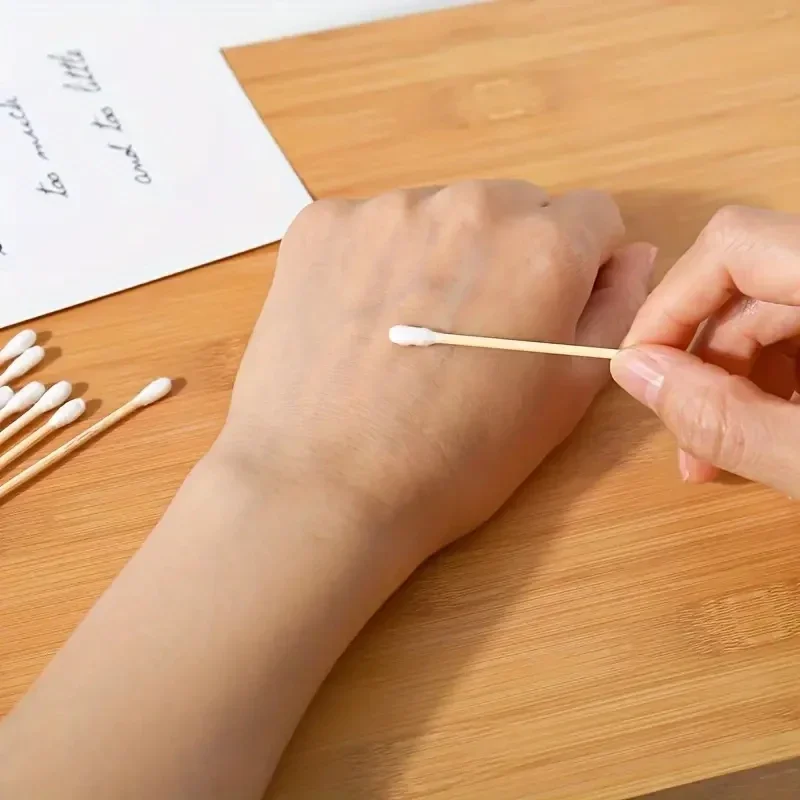 1000pcs Unscented Cotton Swabs, Double-Headed, Wooden Stick, Makeup Removal & Cleaning Ear Cotton Swabs 3