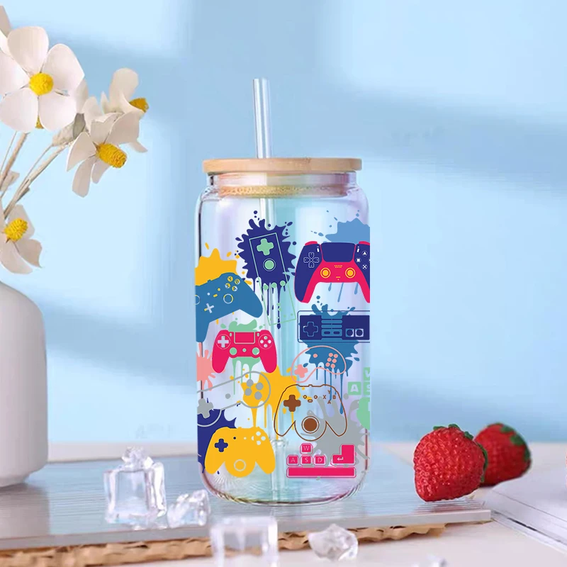 3D UV DTF Transfers Stickers, 16oz Cup Wrap, Gaming Leisure Sports Printed for DIY Glass Ceramic Metal Leather Etc. D848