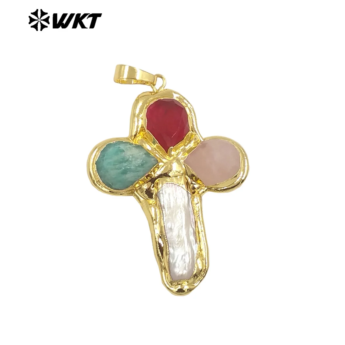 WT-JP382 Classic Cross Shape With Colored Natural Stone