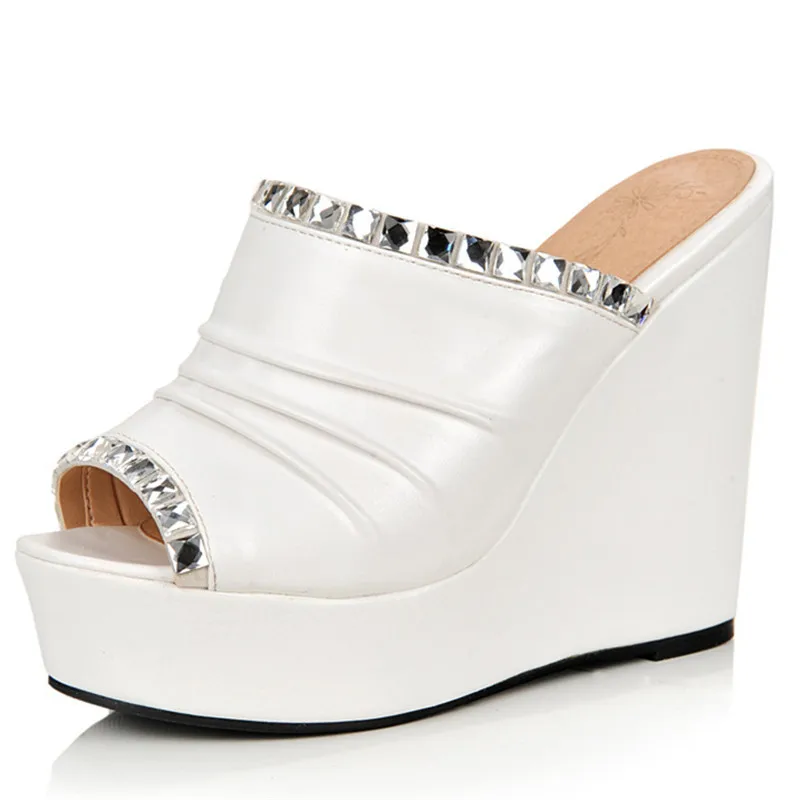 

Designer Sandals 2023Hot Sale Pu Women Sandals Crystal Open Toe Summer Shoes Rome Wedges Platform Sandals Woman Wedding Shoes