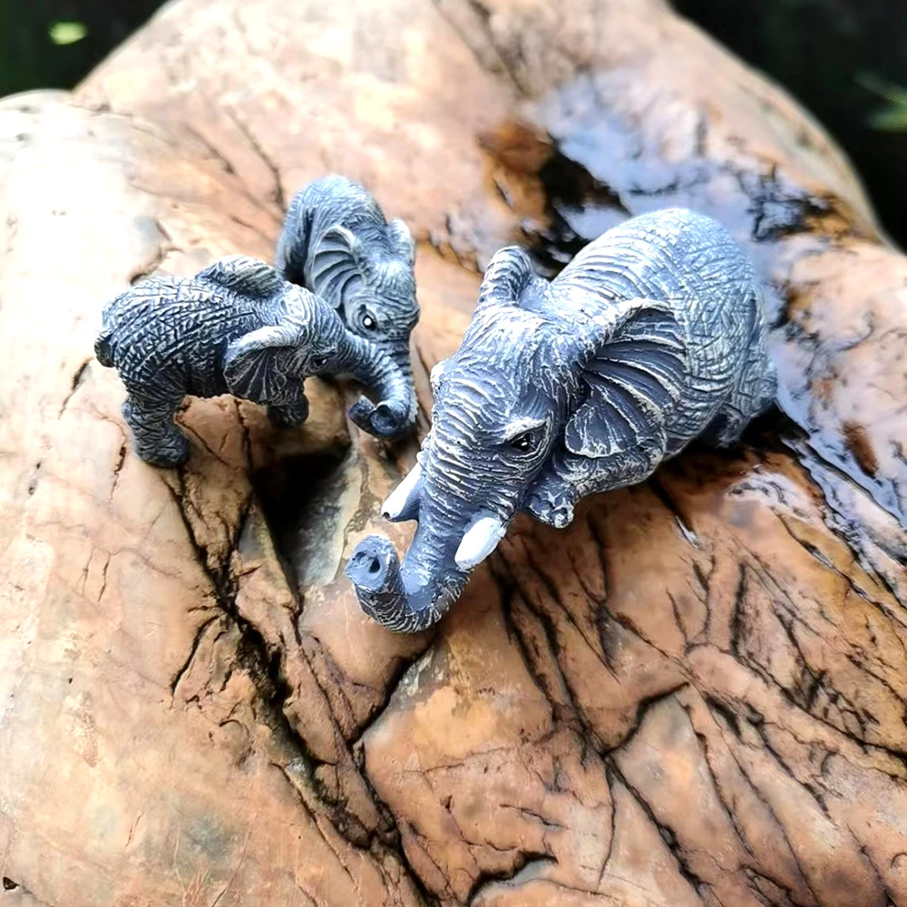 Elephant resin crafts Elephant Set of 3 Mother's Day and Thanksgiving Gifts Home Outdoor Decorative Small Ornaments Resin Hand-Painted Statues