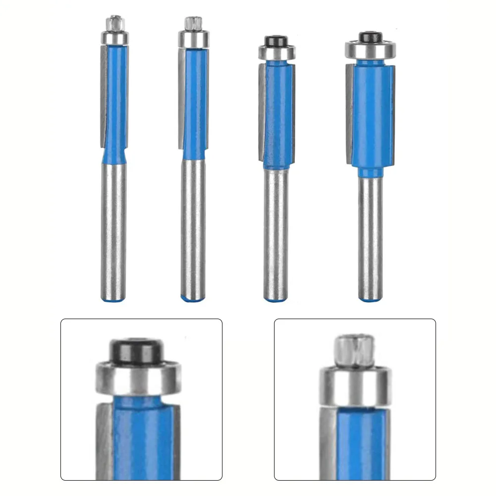 Haste Flush Guarnição Router Bit com Rolamento, Fresa, Afiação Machine, Carpintaria, Ferramenta de Corte, 6mm