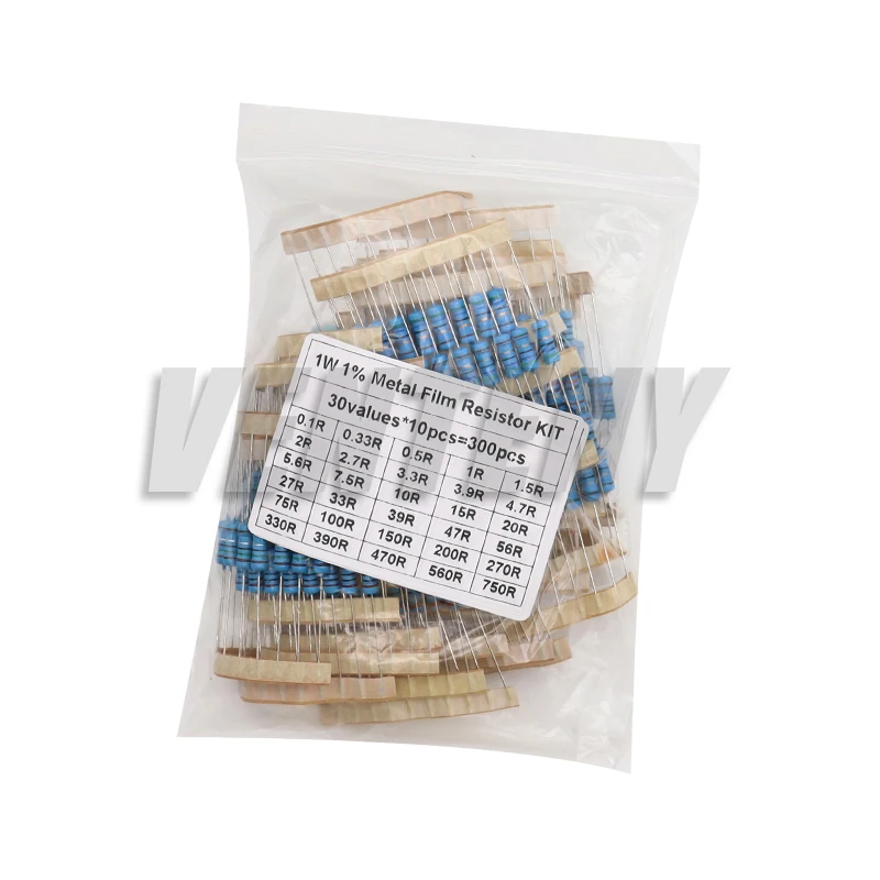 150PCS 300PCS 1/2W 1W 2W 3W Resistance 1% Metal Film Resistor Assortment Kit 30values 1R~750R 1K~820K Ohm