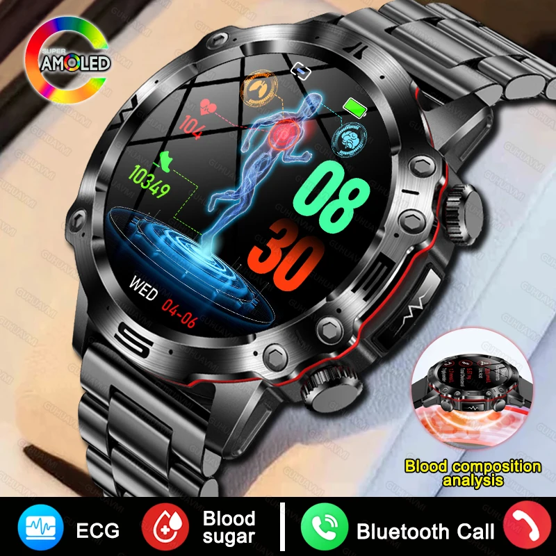2024 Ai Medical Smart Watch Bluetooth Call Sports Blood Sugar Blood Lipid Monitor Dell'Acido Urico Hrv Ecg Smartwatch Per Huawei Xiaomi