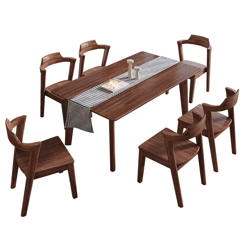 

Solid Wood Dining Table Rectangular Simple Fashion Light Luxury High End Modern Strong And Durable Mesas De Comedor Furniture