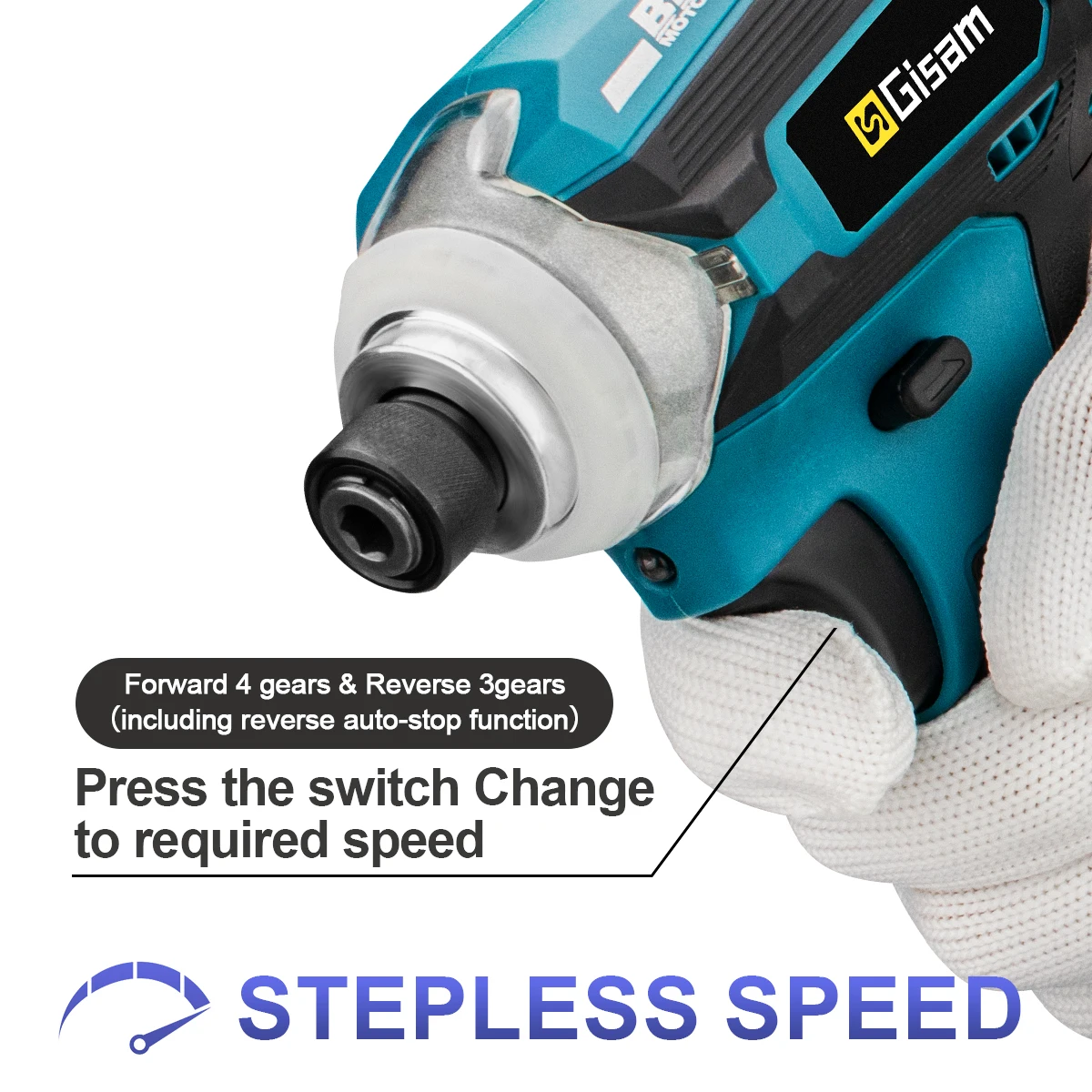 588N.m Cordless Brushless Impact Driver Kit Cordless Drill Electric Screwdriver 4-Speed 1/4‘’ 3 LED Light for Makita 18V Battery 5