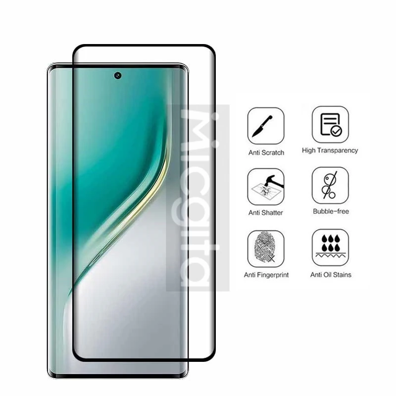 Curved Edge Tempered Glass Screen Protector with Anti-Scratch Soft Fiber Camera Film