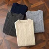 Autumn and winter new wool sweater men's round collar pure color pullover jacquard thick sweater loose cashmere sweater 5