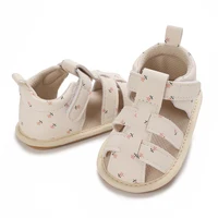 Infant Baby Shoes Girl Shoes New Summer Girl Sandals PU Leather Floral Rubber Sole Anti-Slip Newborn First Walker Crib Shoes 4