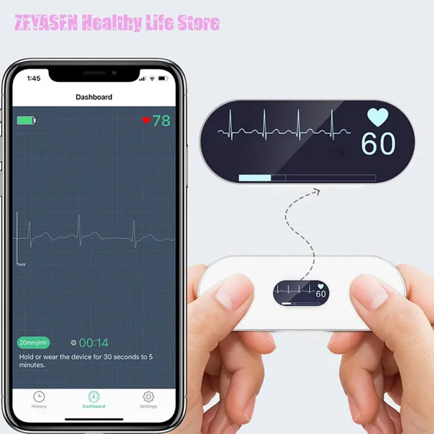 Zeyasen Holter Ecg Monitor Oled Bluetooth Ekg Cardiaco Heart Monitoring Wearable Electrocardiograma Unlimited Data Storage Share