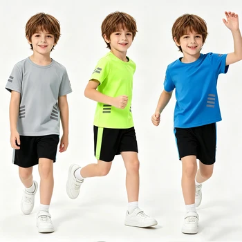 Children Clothing Kids Tracksuits for Boys 5 to 6 7 8 9 10 11 12 Years Summer Boy Sportswear Suit Short Sleeve Tshirt Shorts Set