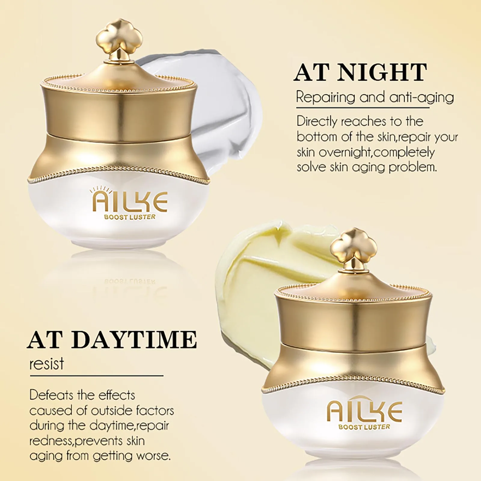 AILKE Day and Night Hyaluronic Acid Whitening Skin Care Set, Reduce Dark Spots, Wrinkles, Dry lines, Even Skin Tone for Women