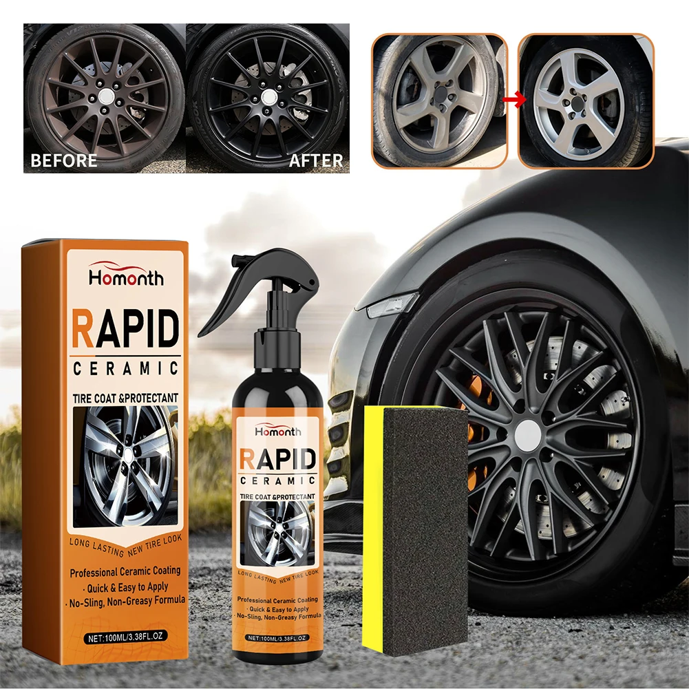 100ml Car Wheel Polishing Spray Dustproof Tire Coating Spray Long Lasting Car Wheel Rust Dust Remover Auto Cleaning Tool