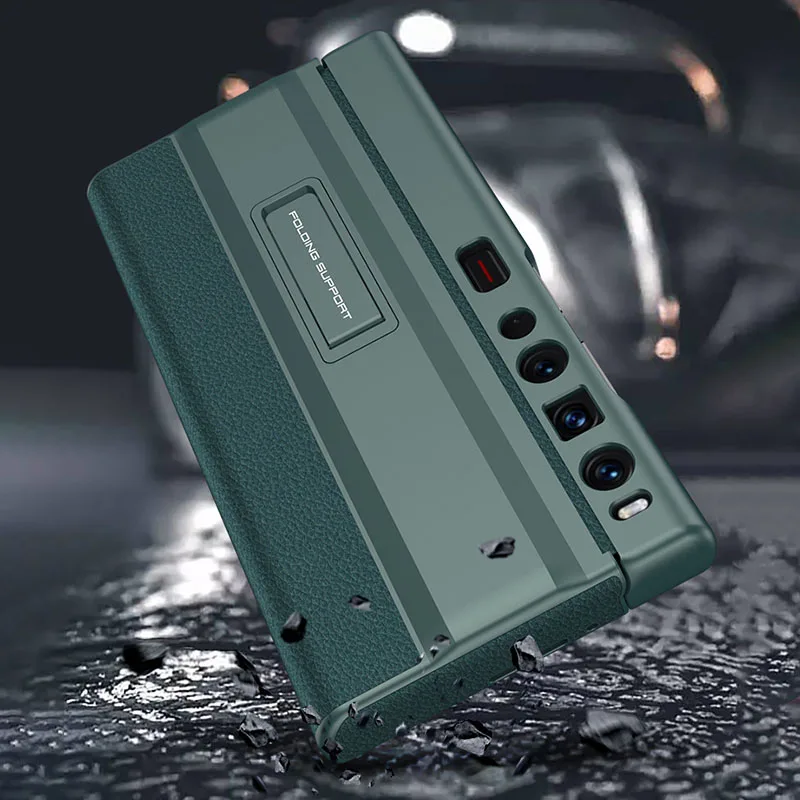 Luxurious PU Leather Bracket Case - Anti-Knock Protective Stand with Plastic Frame Cover