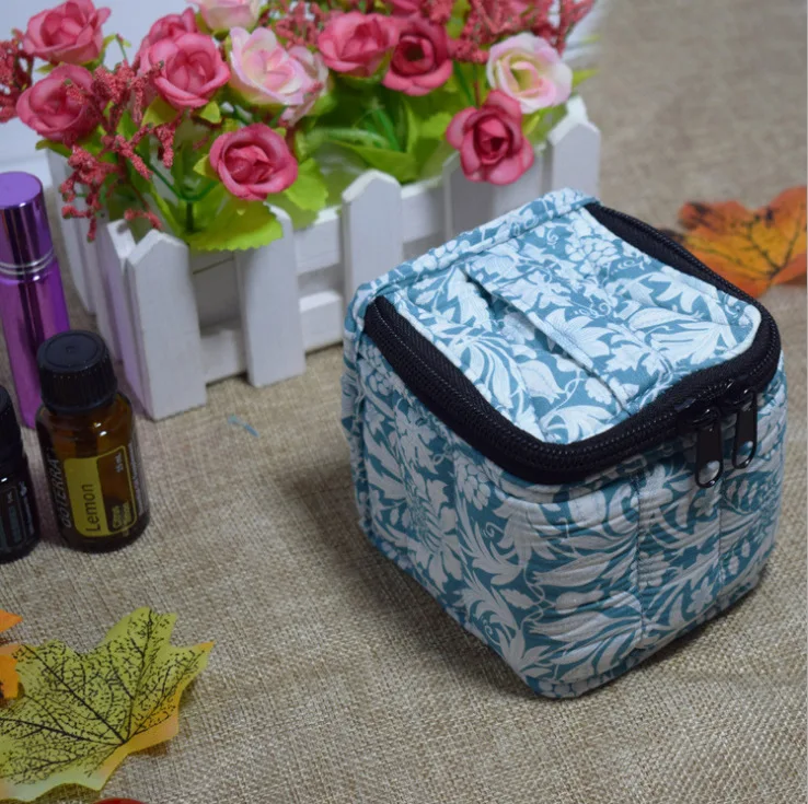 9 Compartments Essential Oil Bag Cotton Cosmetic Organizer for Travel Lipstick Nail Polish Storage Portable Makeup Pouch