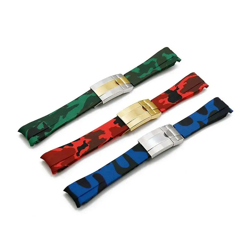 SCHIK Rubber Strap Men's Camouflage Watch Accessories For Water Ghost GMT Waterproof Silicone Strap Female 20mm Men Watch Band