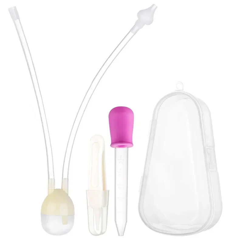 Safety Nose Cleaner Newborn Baby 3pcs/box Kids Vacuum Suction Nasal Aspirator Set Infants Medicine Dropper Accessories Baby Care