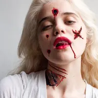 30pcs Waterproof Halloween Tattoo Stickers Bleeding Wound Scar Temporary Tattoos for Women Men Fake Tattoo For Halloween Party 2