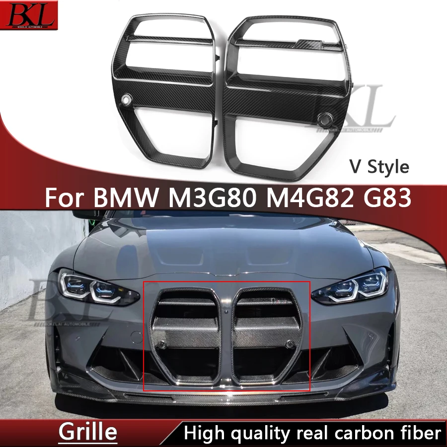 For BMW M3 G80 M4 G82 G83 racing grille Carbon fiber grille front bumper air vents grille frame body kit
