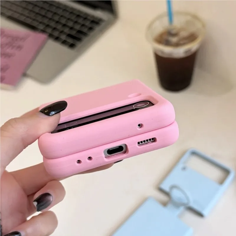 Colorful Liquid Silicone Case with Handheld Ring - Matte Skin Feel & Shockproof Cover