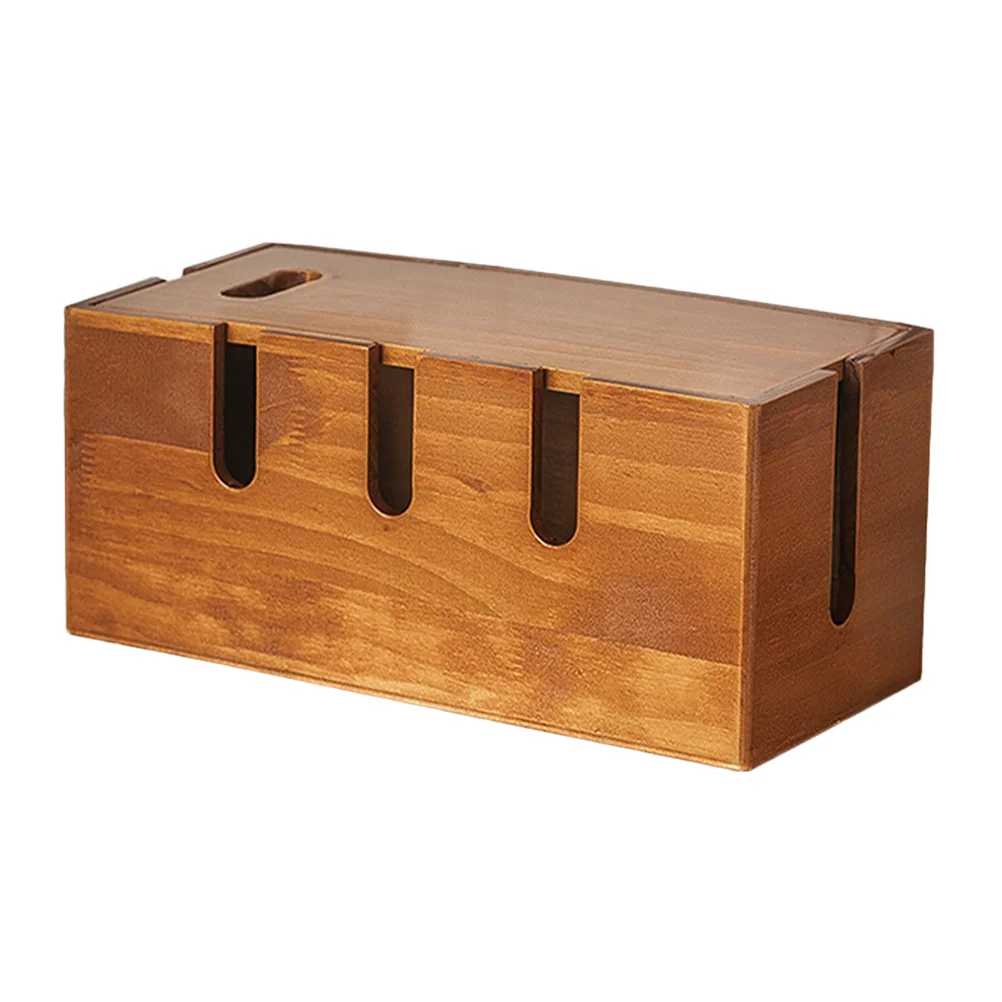 

Cable Storage Box Wooden Power Line Storage Case Dustproof Socket Management Wire Case Home Office Cord Organizer
