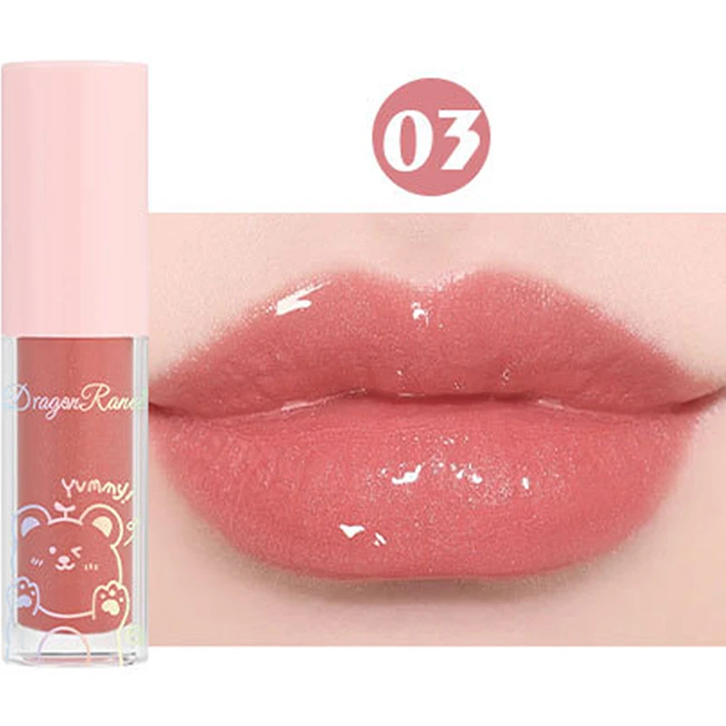 Lip Gloss Lip Makeup Lip Glaze Lip Oil Water Light Glass Lip Glaze Moisturizing Mirror Liquid Lipstick Mini Lipgloss Pearlescent Pink Glitter Lip Oil Kawaii Makeup